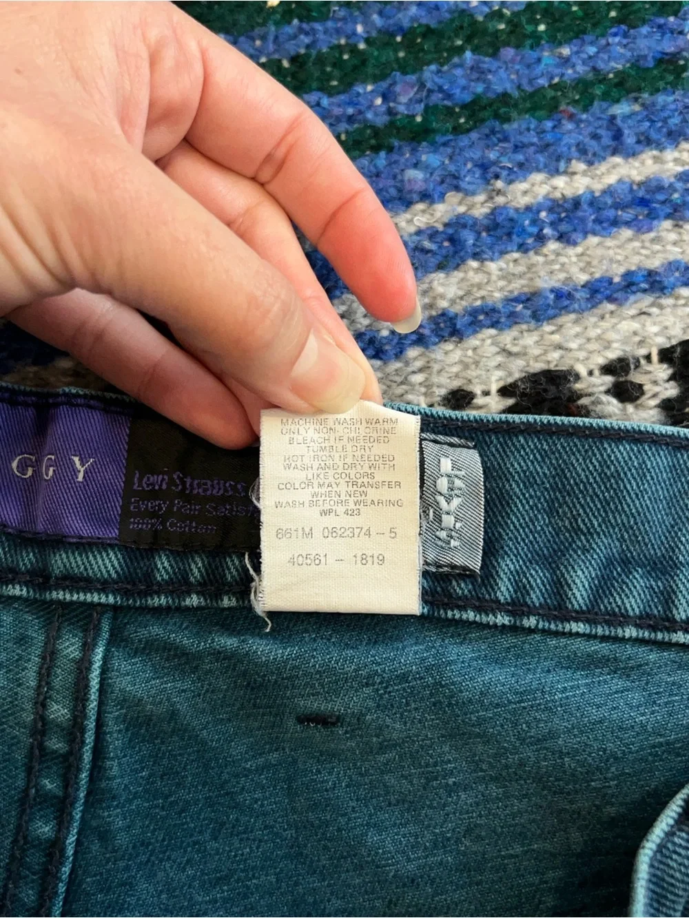Vintage 90s Silver Tab Levi's Baggy Denim Jeans Teal Blue Purple tag 38 x 30